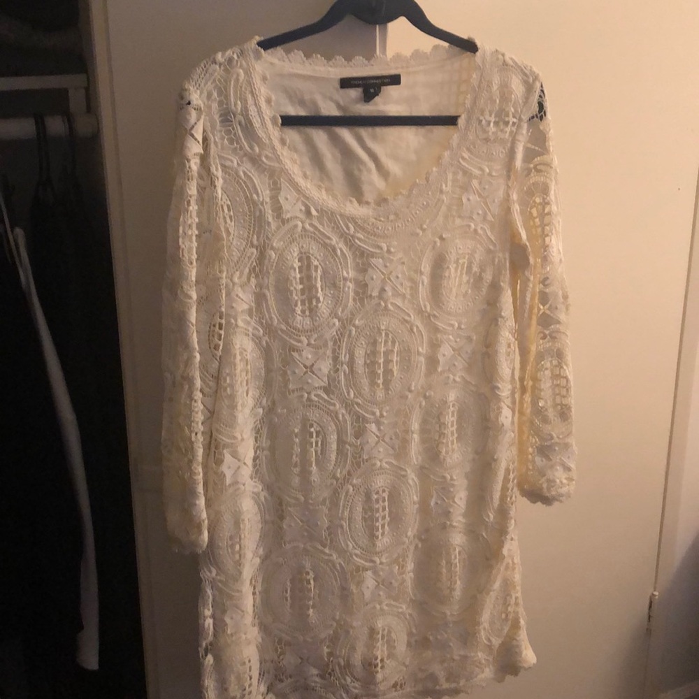 French Connection White Crochet Dress